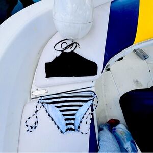 Mossimo Supply Co. Black and White Striped Bikini